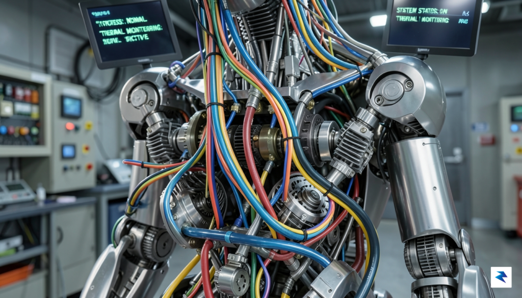 A close-up shot of a humanoid robot's internal sensor array&hellip;