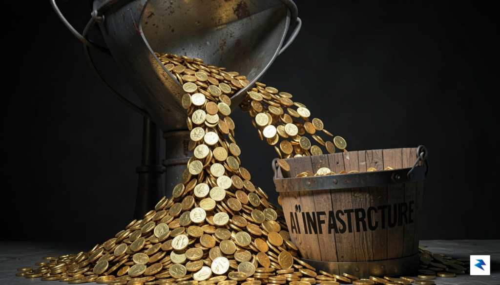 A conceptual illustration showing a massive funnel pouring gold coins&hellip;
