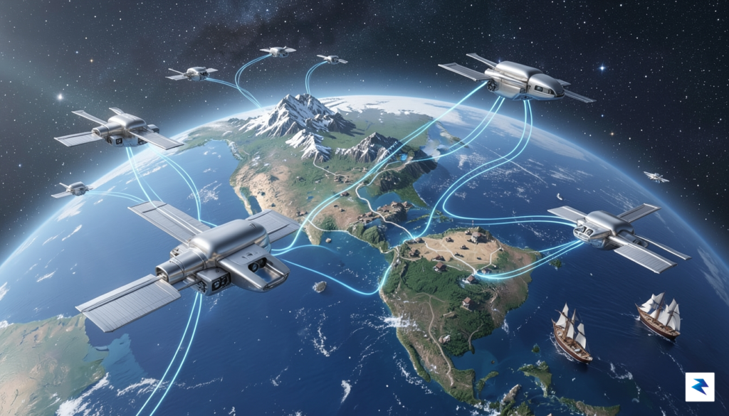 An artistic rendering of a fleet of sleek, silver Project…