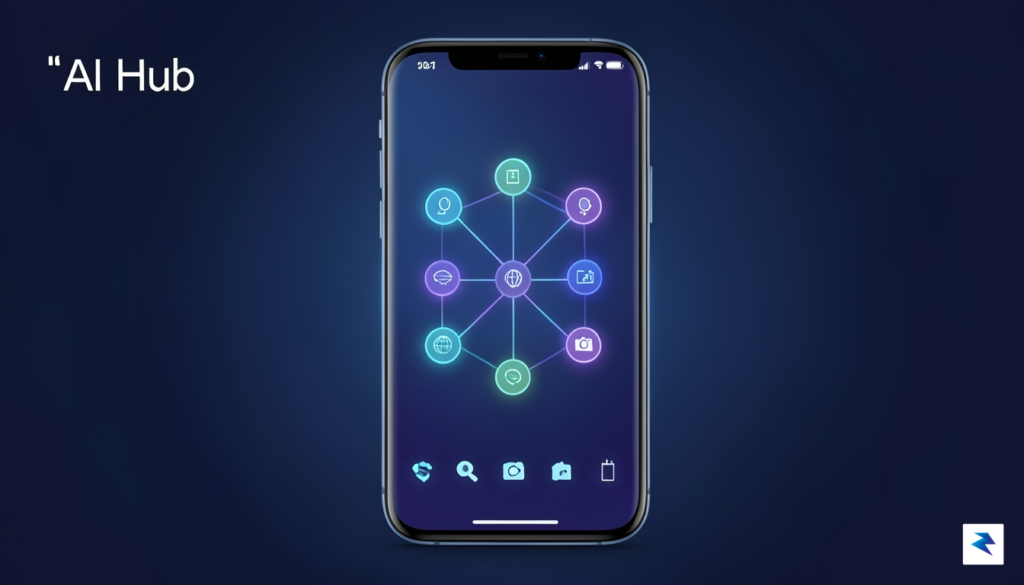 A conceptual digital illustration showing a smartphone interface with multiple&hellip;