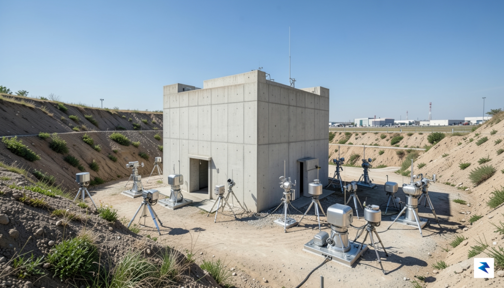 A wide-angle, high-resolution shot of a reinforced concrete rocket engine&hellip;