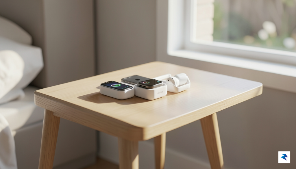 A clean, minimalist nightstand featuring the Anker Prime 3-in-1 charging&hellip;