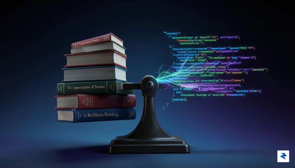 A conceptual illustration showing a digital scale balancing a stack…