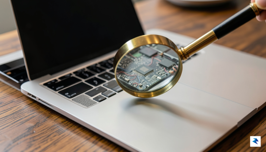 A close-up shot of a sleek, modern MacBook Pro on&hellip;