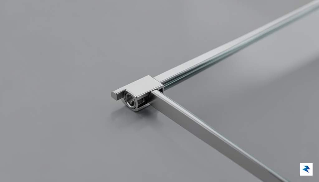 A conceptual close-up shot showing a high-tech, metallic hinge mechanism…