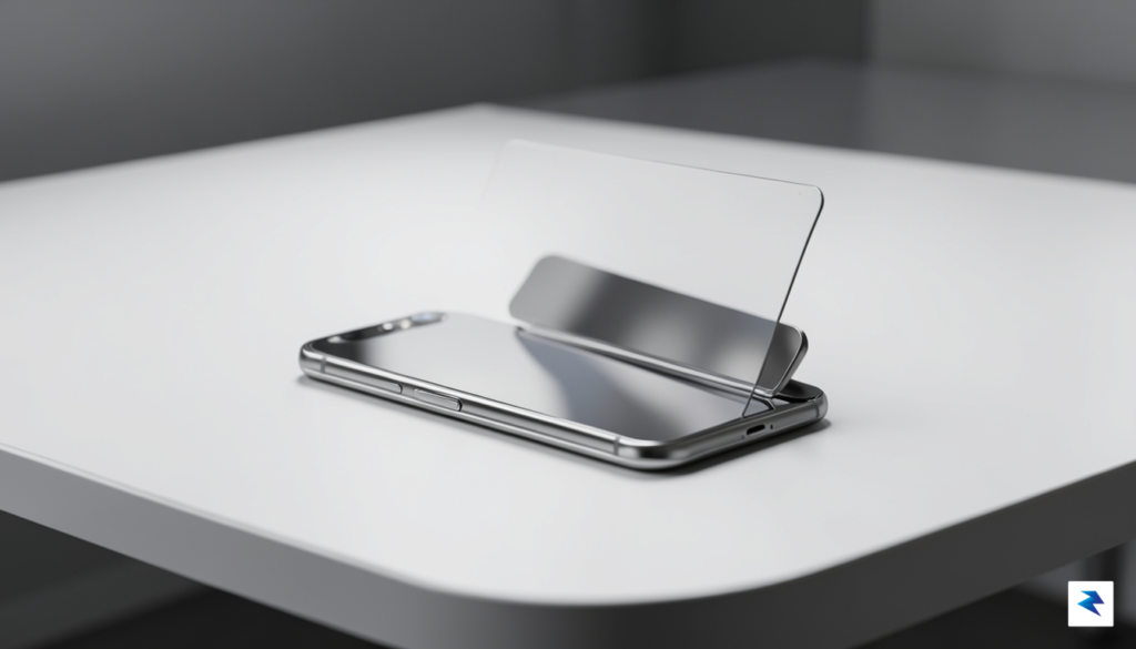 A sleek, minimalist concept render of a foldable iPhone sitting…