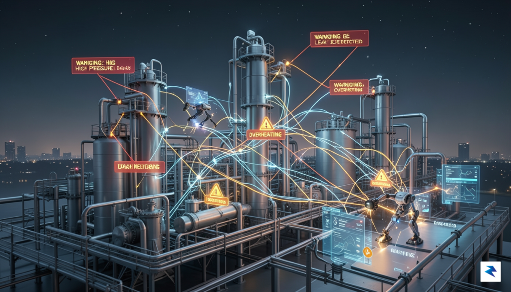 An abstract, futuristic image showing interconnected data streams flowing across…