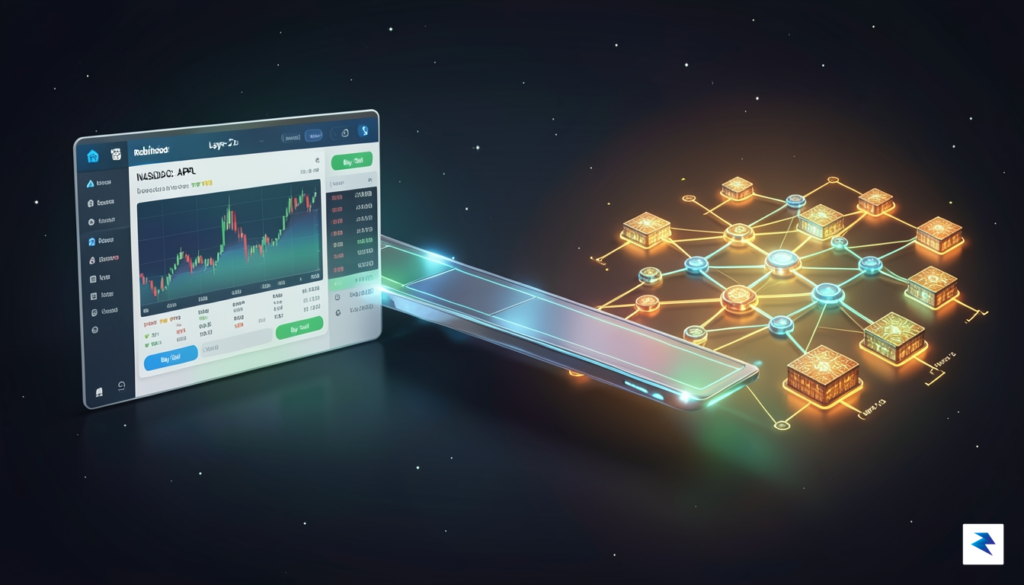 A sleek, professional digital illustration showing a glowing bridge connecting…