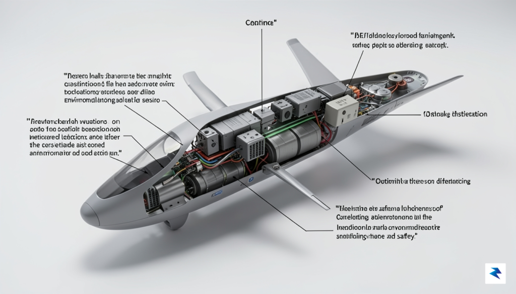 A detailed technical cutaway diagram of a sleek eVTOL aircraft,…