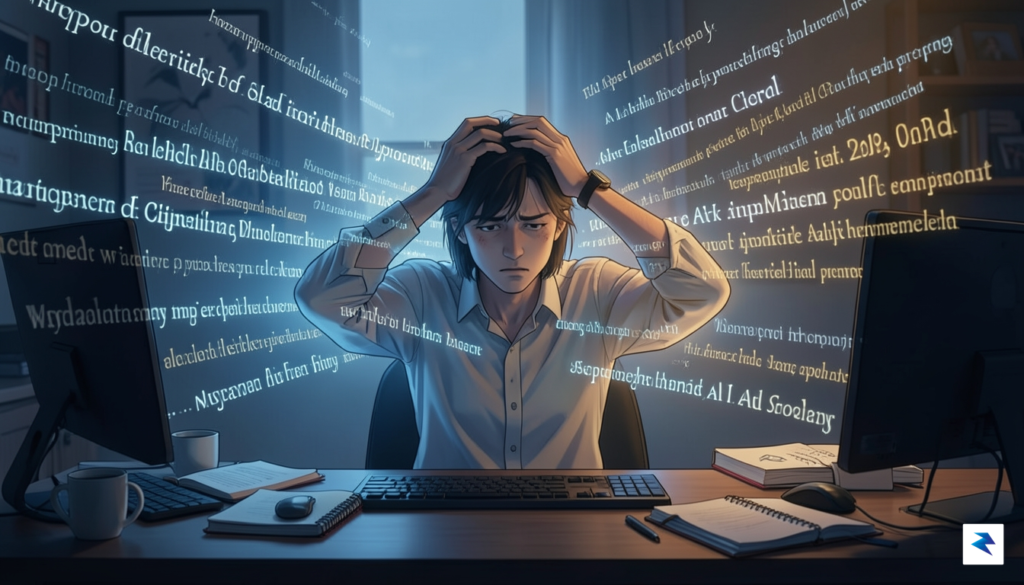A conceptual illustration of a person sitting at a desk&hellip;