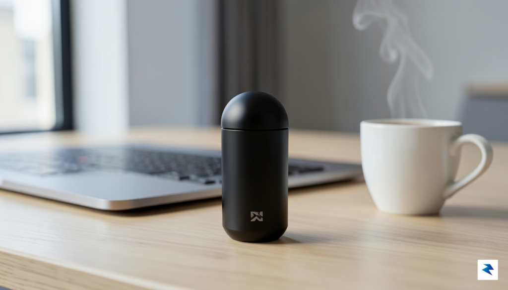 A close-up, high-resolution shot of a sleek, minimalist nicotine pouch&hellip;