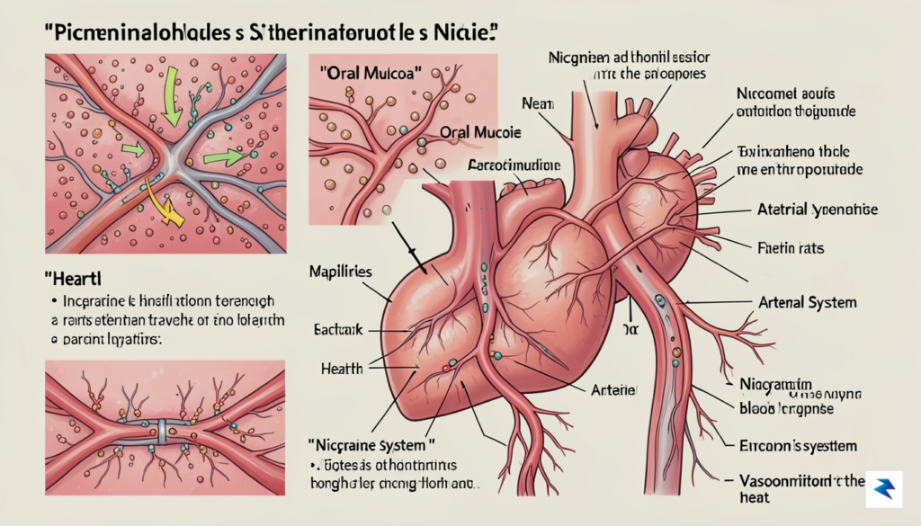A detailed medical illustration showing the systemic pathway of nicotine&hellip;