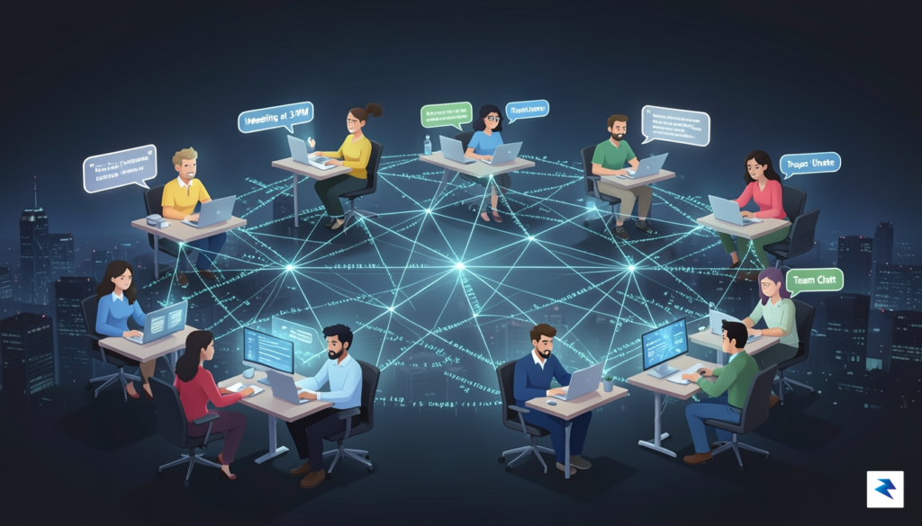 A digital illustration showing a glowing, interconnected network of remote&hellip;