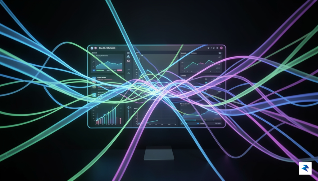 A 3D digital visualization of a complex network of glowing&hellip;