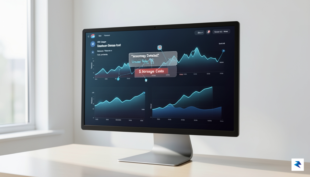 A modern, sleek dashboard on a large monitor displaying glowing&hellip;
