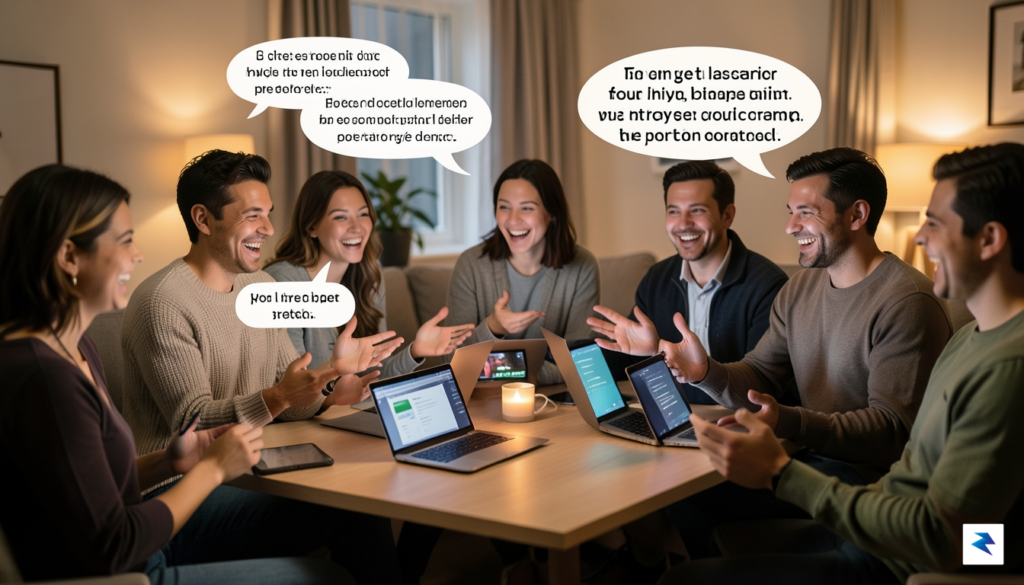 A diverse group of people engaged in a lively online&hellip;