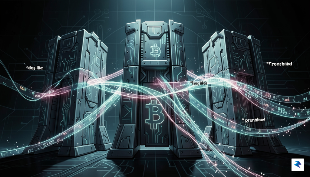 A stylized graphic depicting Bitcoin miners as powerful, secure gatekeepers,&hellip;