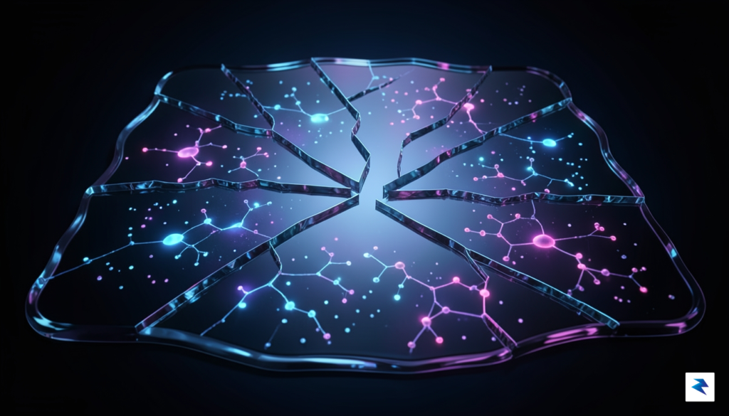 A conceptual digital illustration showing a liquid surface splitting like&hellip;