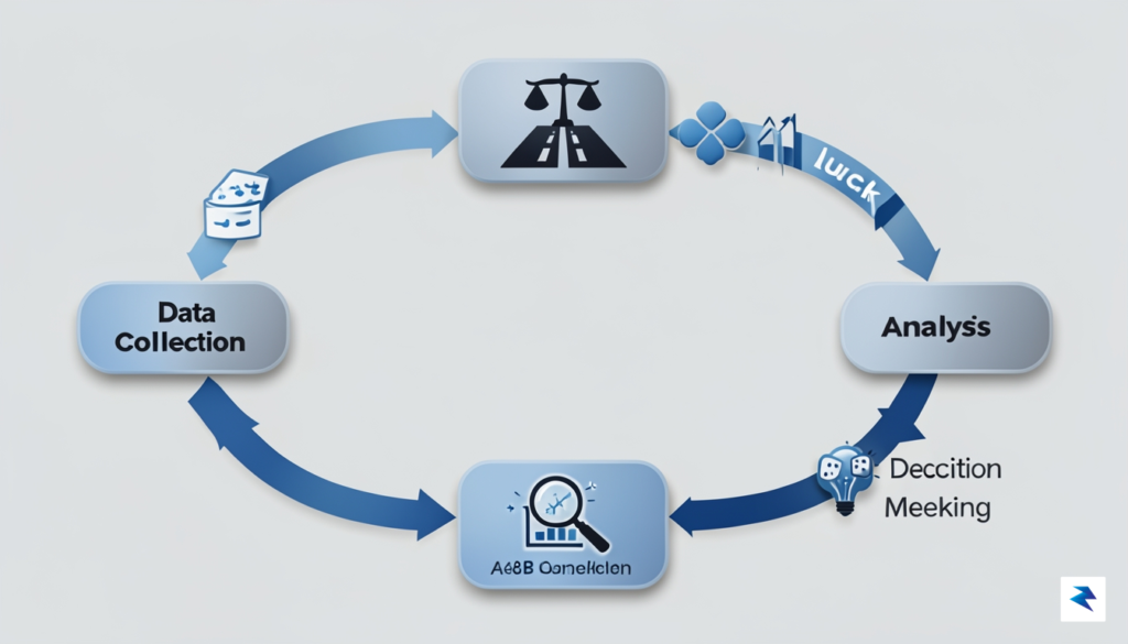 A detailed diagram showing a loop of A/B testing, data&hellip;