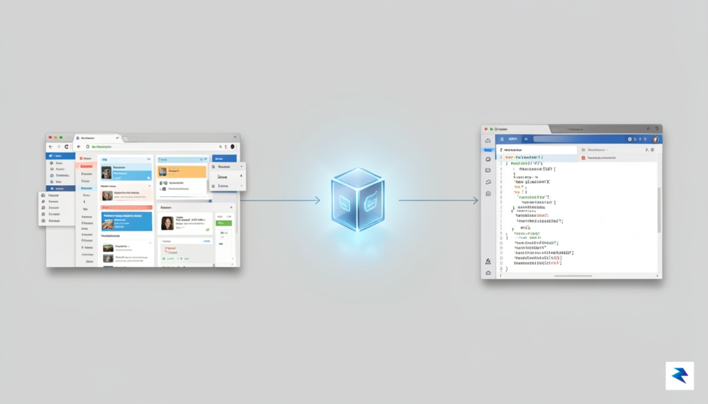 A clean, minimalist diagram showing a messy web browser window&hellip;