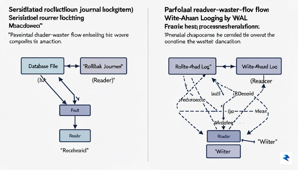 A technical diagram illustrating the difference between serialized rollback journal…