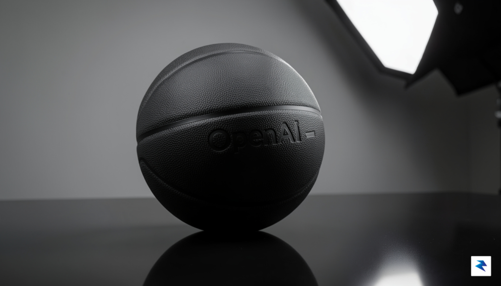 A high-quality, professional studio photograph of a sleek, minimalist basketball…