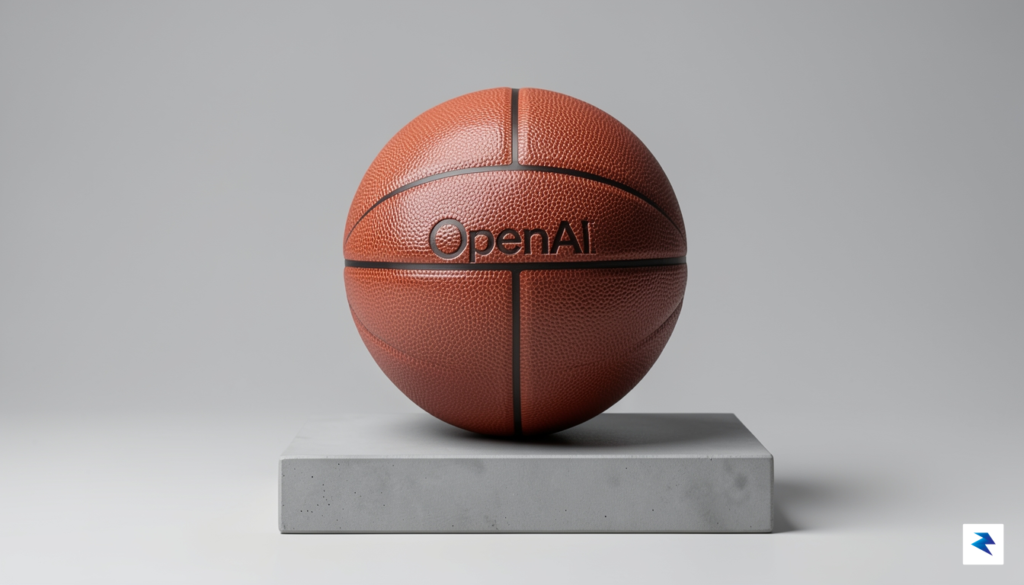 A sleek, minimalist studio shot of a high-quality basketball featuring…