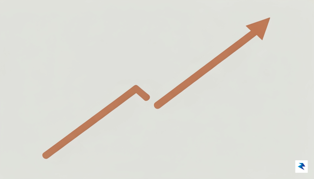 A clean, minimalist graphic showing a steady upward trend line…