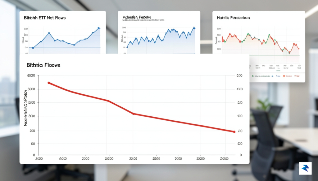 A chart showing a downward trend in Bitcoin ETF net…