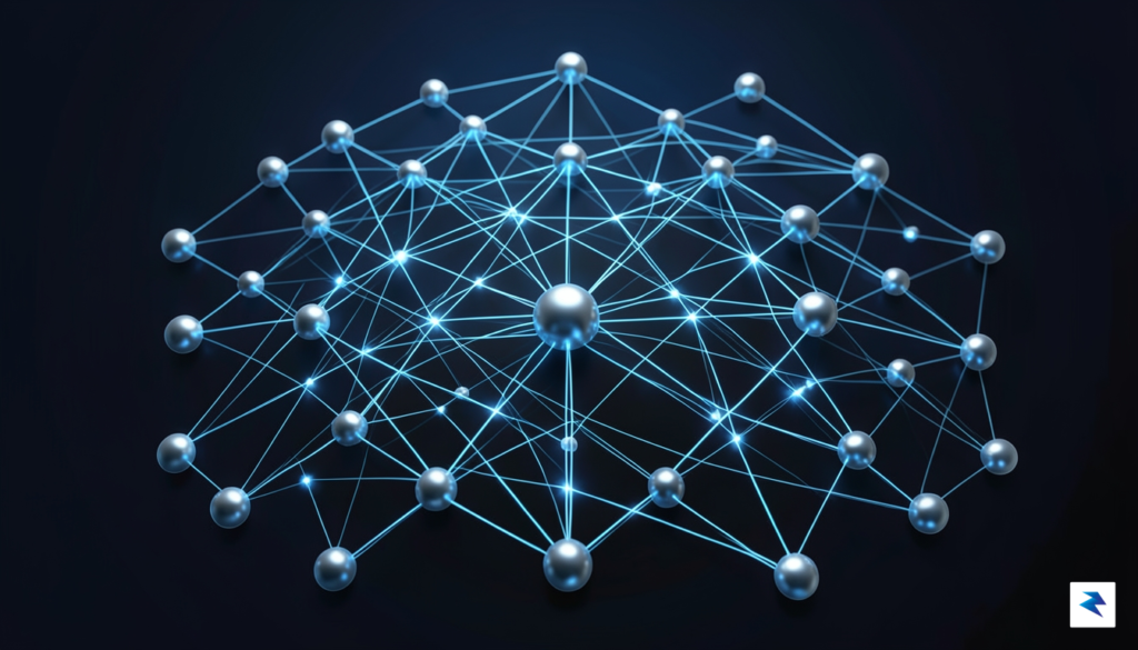 A modern digital visualization of a financial network, showing nodes&hellip;