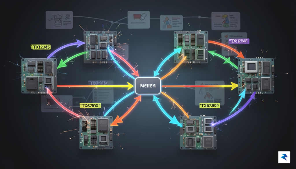 A detailed diagram showing multiple CPU cores processing different blockchain&hellip;