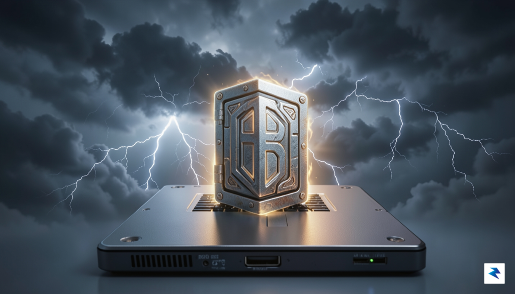 A conceptual illustration showing a secure, glowing vault icon residing&hellip;