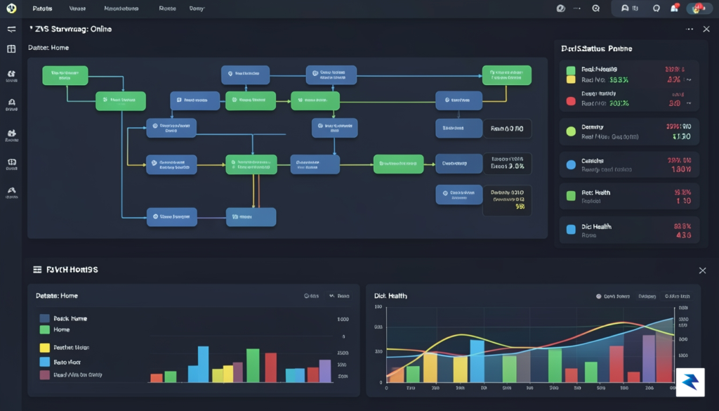 A clean, technical dashboard view showing a ZFS storage pool…