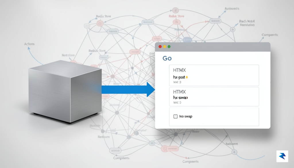 A conceptual diagram showing a Go server sending HTML fragments&hellip;