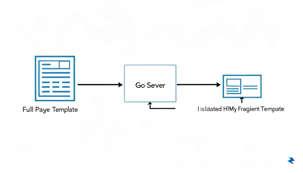 A conceptual diagram showing a Go server routing requests to&hellip;