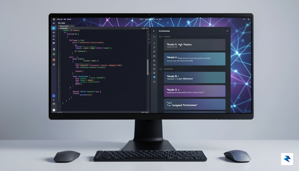 A sleek, modern coding interface displayed on a high-resolution monitor,&hellip;