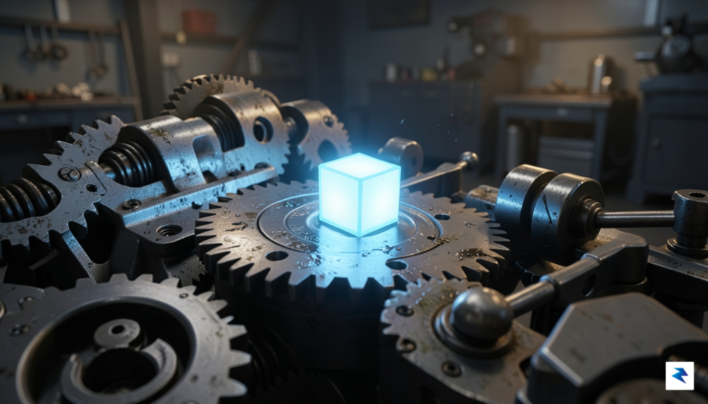 A conceptual digital illustration showing a small, bright blue glowing&hellip;