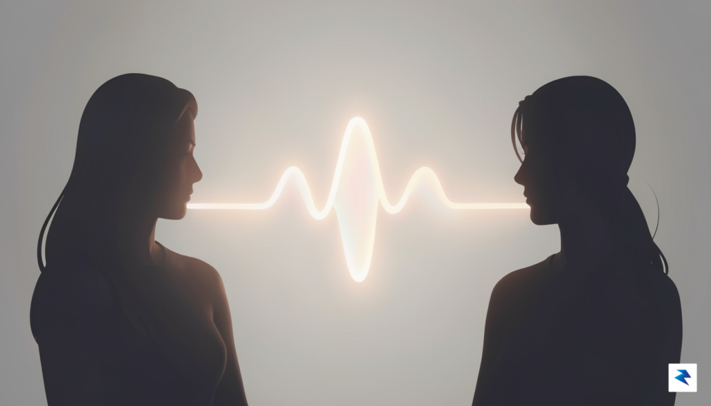 A conceptual illustration showing a soft, glowing waveform visualization centered&hellip;