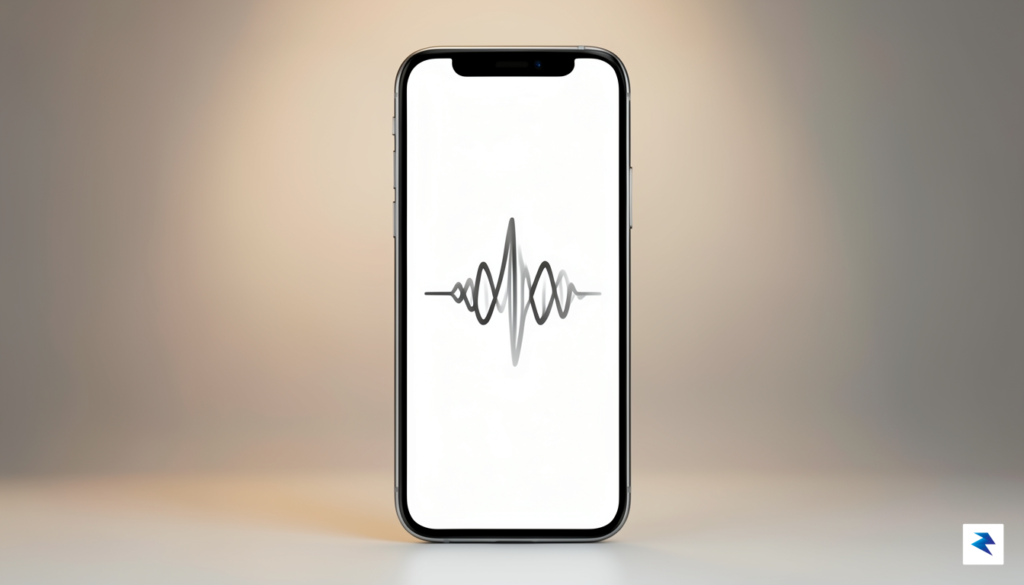 A modern, minimalist smartphone interface displaying an abstract soundwave visualization&hellip;