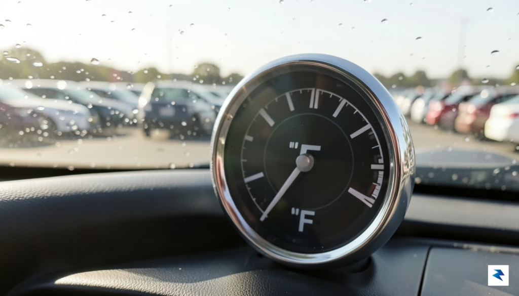 A close-up shot of a car fuel gauge needle pointing…