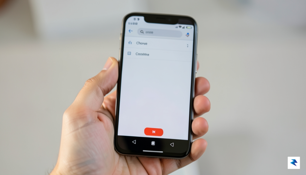 A close-up view of a modern Android smartphone held in…