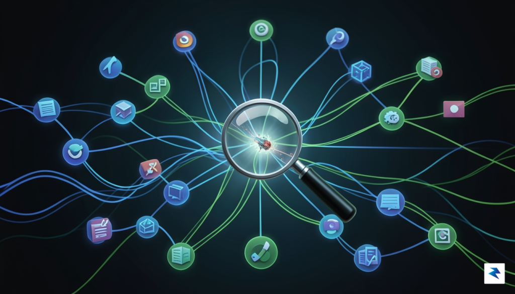 An abstract digital illustration showing interconnected nodes representing browsers, operating&hellip;