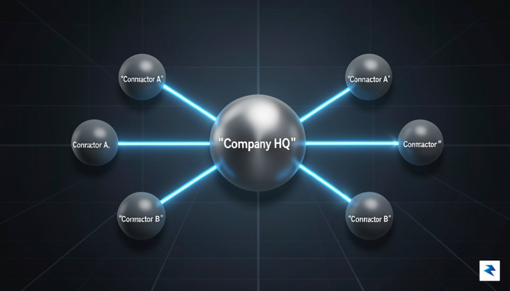 A digital security dashboard showing interconnected nodes representing a company&hellip;