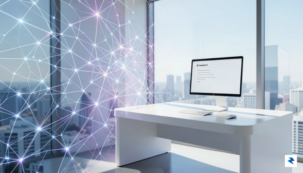 A conceptual digital artwork showing a glowing, intricate neural network&hellip;