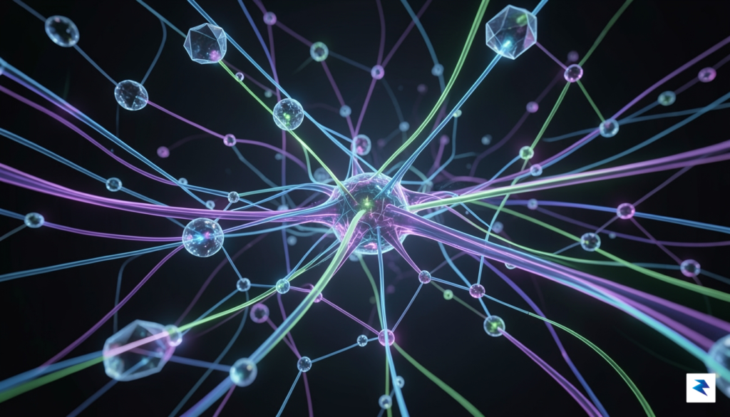 A sleek, abstract visualization of a high-speed neural network pulsing&hellip;