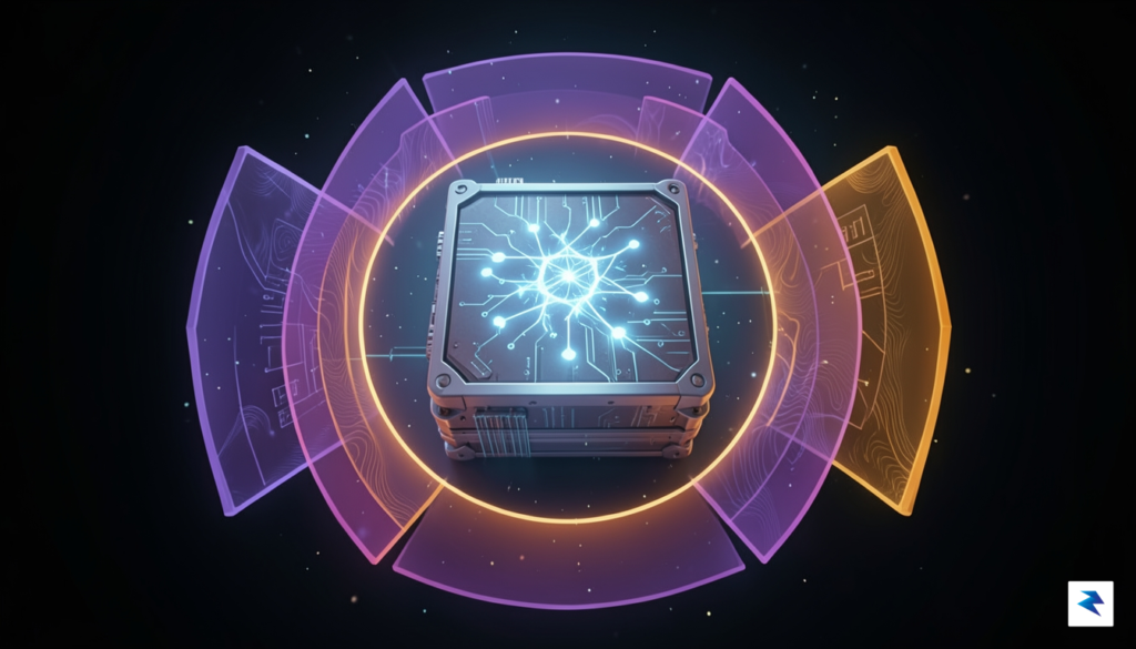 A digital illustration showing a secure containerized environment containing a&hellip;