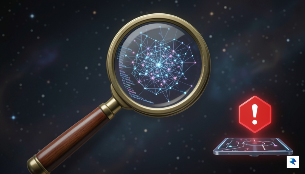 A conceptual digital illustration showing a glowing, abstracted code repository&hellip;