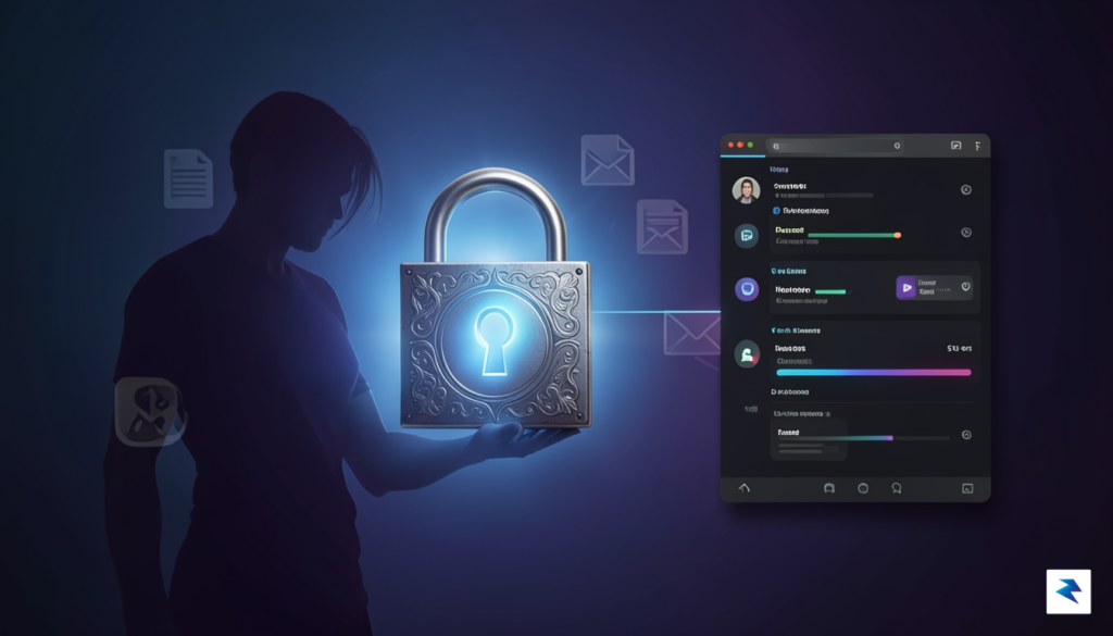 A conceptual digital illustration showing a glowing lock icon being&hellip;