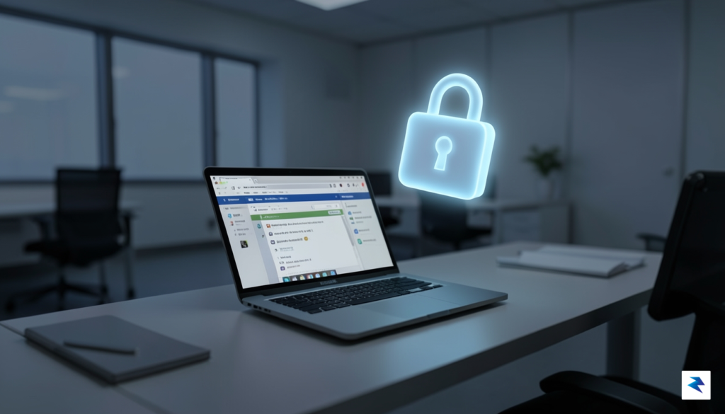 A conceptual digital illustration showing a glowing, translucent padlock icon&hellip;