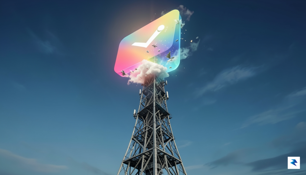 A conceptual digital illustration showing a streaming service platform icon…